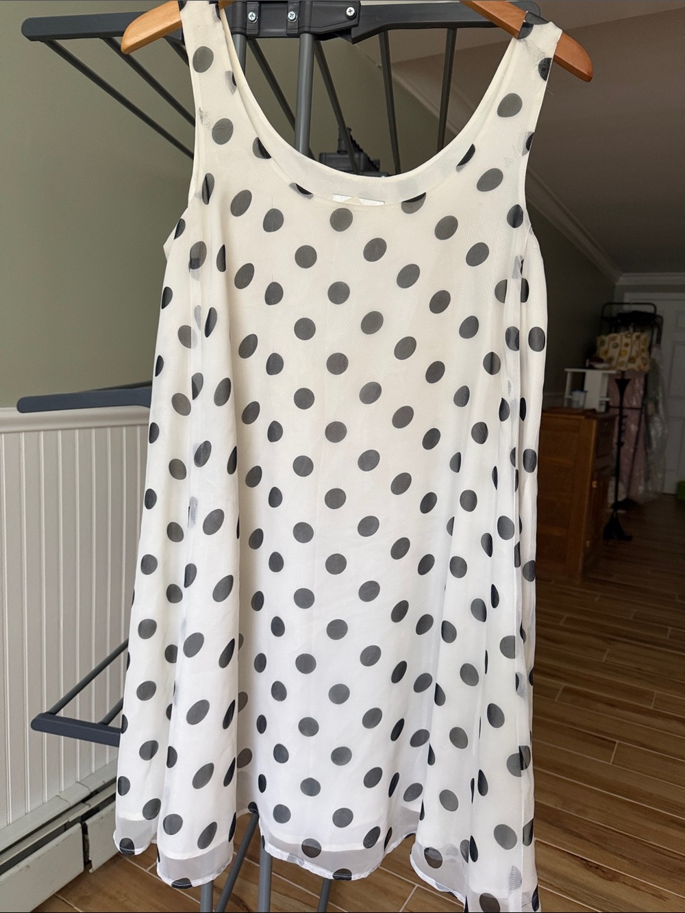 Ivory Polka Dot Sleeveless Midi Dress